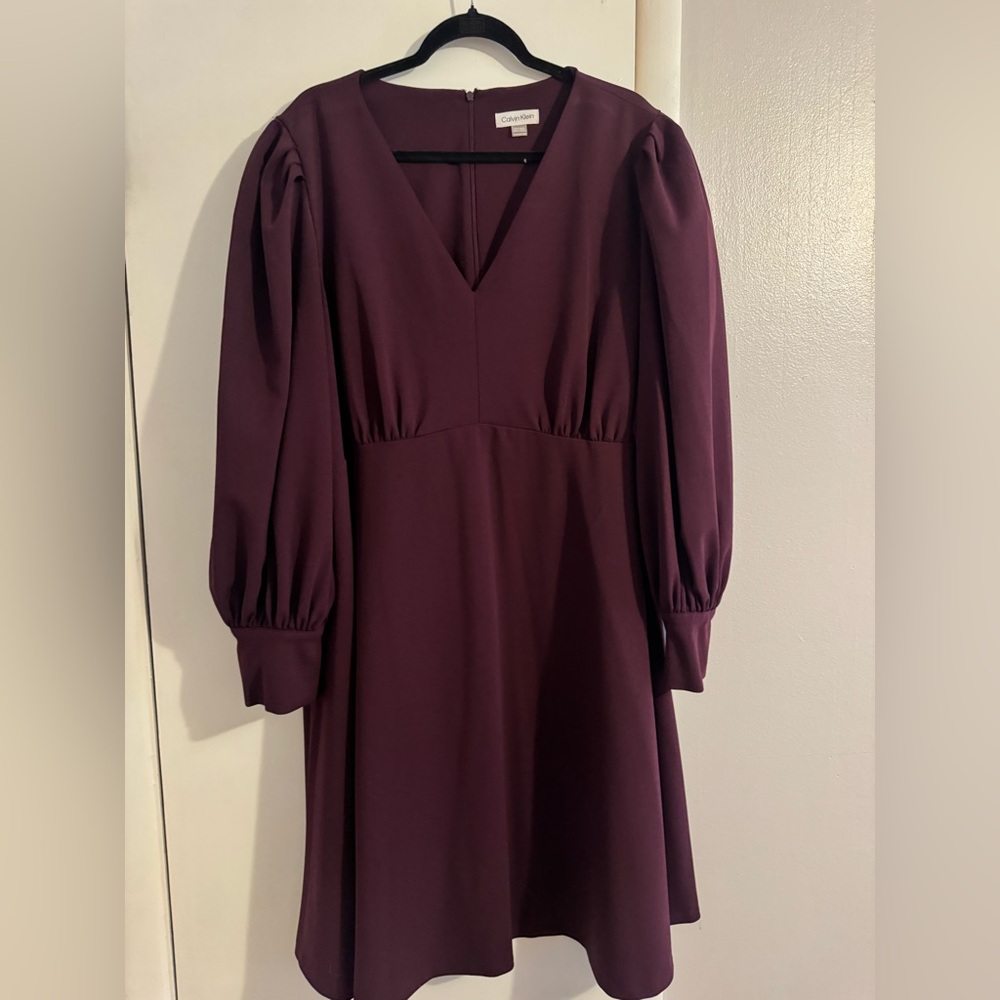 Calvin Klein Deep Purple Long Sleeve Dress